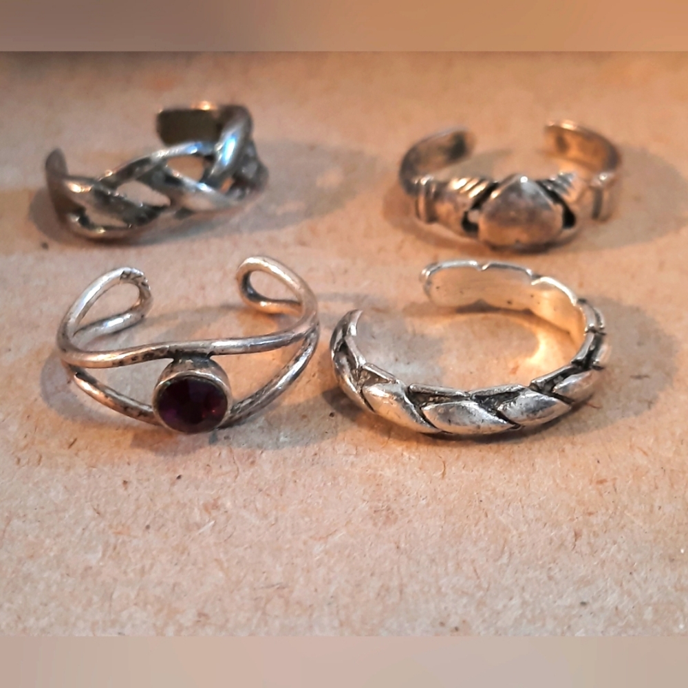 Silver 925 and Women'toe Rings Set